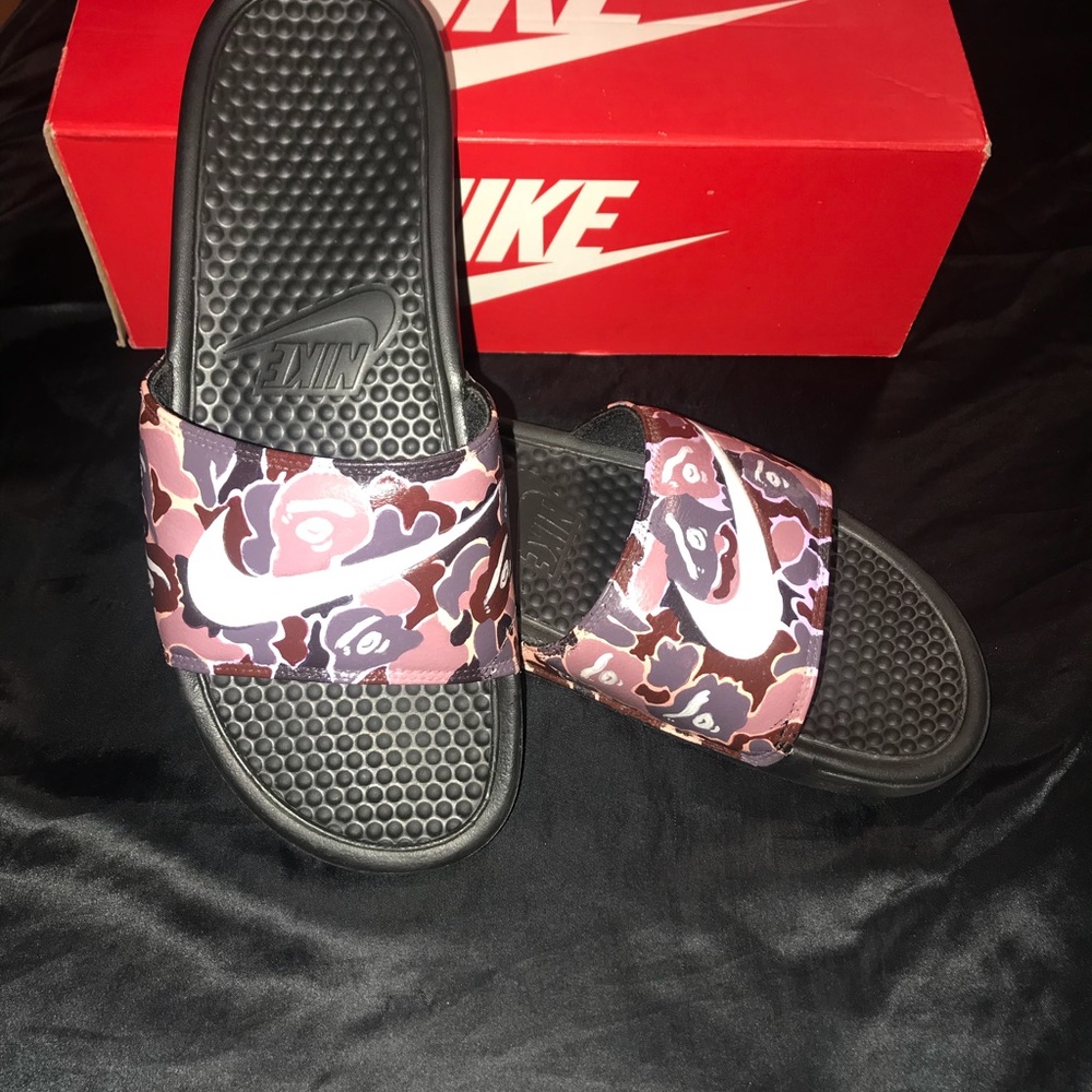 NIKE CUSTOM MADE BAPE BENASSI SWOOSH SLIDES